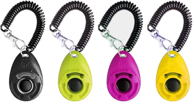 Dog Training Clicker with Wrist Strap - OYEFLY Durable Lightweight Easy to Use, Pet Training Clicker for Cats Puppy Birds Horses. Perfect for Behavioral Training 4-Pack (4colour)