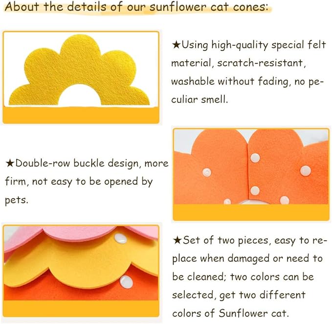 Cute Flower Recovery Collar - Adjustable M Size (2pcs), After Surgery Elizabethan Collar for Kittens, Cats, Puppies & Rabbits