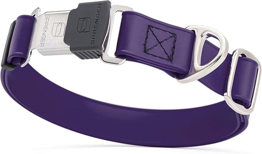 Dogline Biothane Waterproof Dog Collar with Herm Sprenger Stainless Steel Quick Release Buckle – Heavy Duty Tactical Durable Collar for Dogs – Comfortable and Safe Pet Collar, W 1" L 15-25", Purple