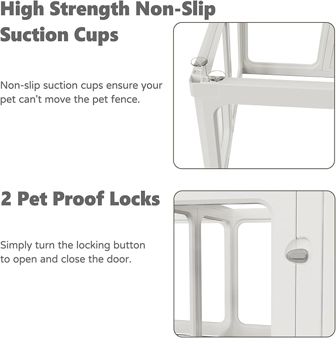 Clear Acrylic Dog Playpen with Door, for Puppy Cat Rabbit Transparent Pet Pen, Dog Playpen Indoor, Dog Fence, Easy Assemble & Cleaning Dog Pen for Small & Medium Dogs (29.5“ Height, 10PCS)
