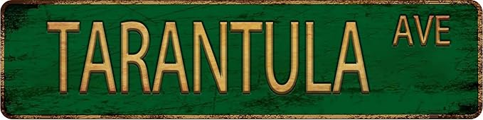 Vintage Metal Tin Sign TARANTULA AVE 4''x16'' inch, Street Sign for Home, Restaurant, Bar, Cafe, Garage - Retro Wall Decor Plaque