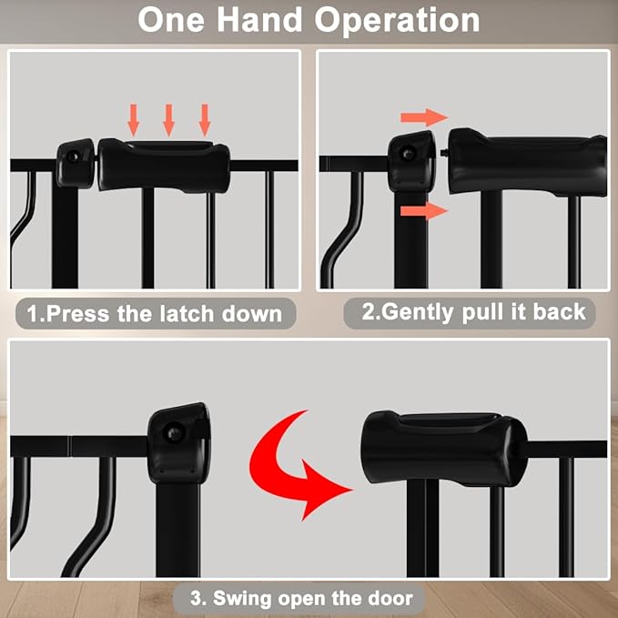 Fairy Baby Extra Wide Baby Gate 71.6-76.3 Inch Wide, Walk Through Pressure Mounted No Drill, Long and Large Tension Gate for Pet and Kids, Black