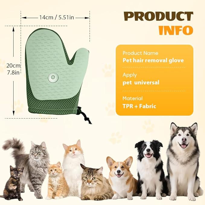 All-in-One Grooming Mist Glove for Pets, Cat Grooming Steam Gloves, Double Sided Pet Hair Remover Gloves for Clothes Furniture, Removal Glove Tool For Long Short Curly Dogs Cats Hair (Pink+Green)