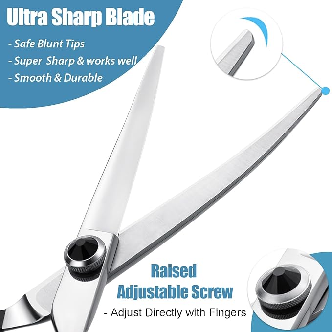 Dragon Creek 6" Upward Curved Dog Grooming Scissors Shears for Grooming Face and Paws Safety Shears Trimming Cutting Scissors for Dog Cat Pet Black