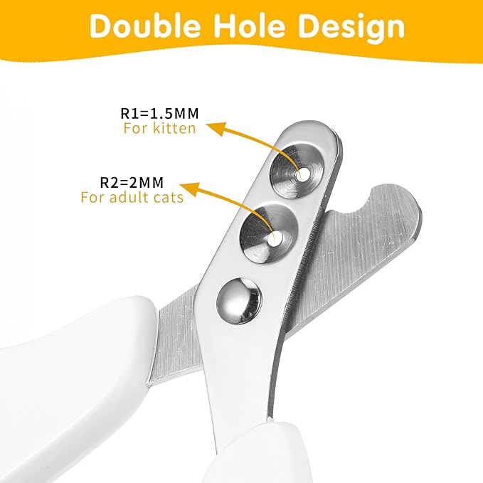 Cat Nail Clippers with Circular Cut Hole, Dogs Pets Nail Clippers & Trimmers Puppy Nail Clippers Cat Claw Trimmer with Safety Guard -Avoid Over Cutting Pet Nail Clippers for Novice Pet Families