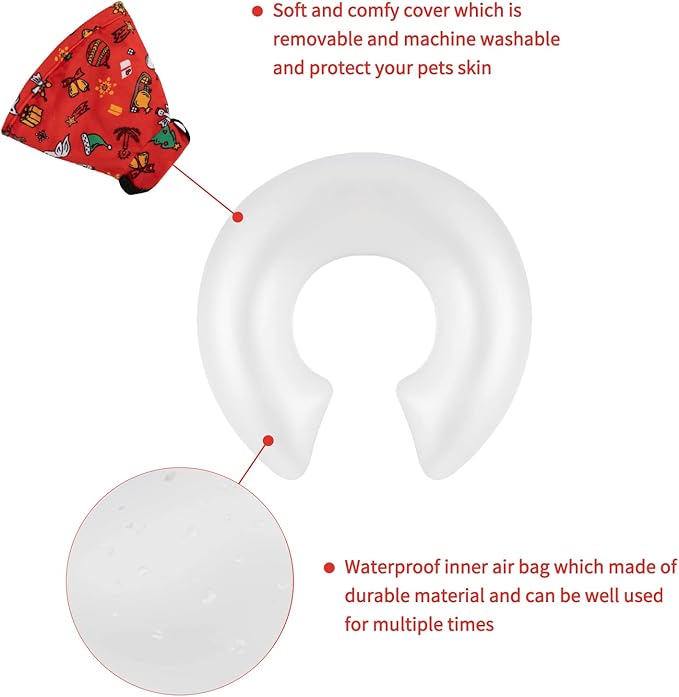 CuteBone Inflatable Soft Dog Cone with Removable Fleece Covers for Small/Medium/Large Dogs and Cats After Surgery GWB07S