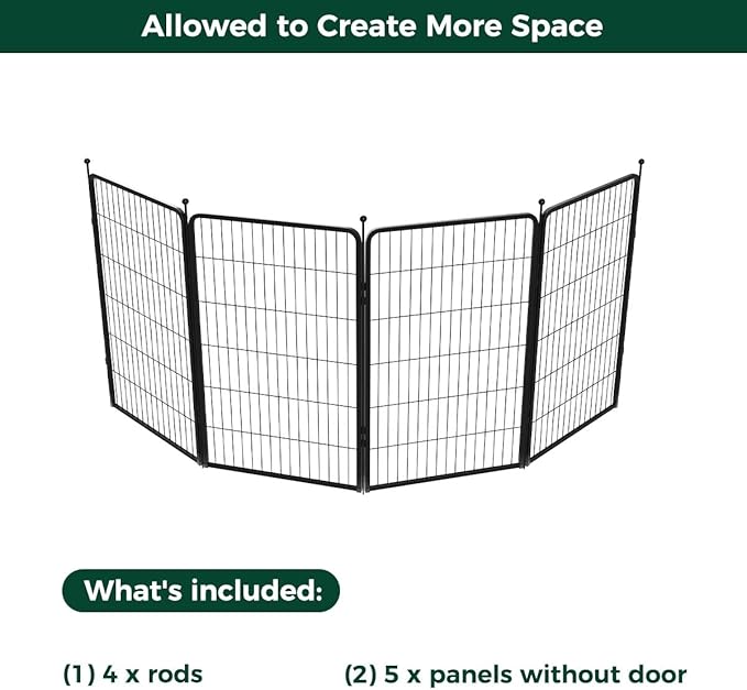 FXW Rollick Unleashed Dog Playpen for Indoor, Yard, RV Camping, 45 inch 4 Panels for Large Dogs, Black│Patented