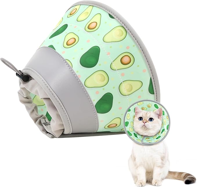 Cat Cone Collar Soft to Stop Licking, Adjustable, Foldable Lightweight Kitten Cones After Surgery Recovery for Cats & Kittens, Cat Cone Alternative (Light Green, S)