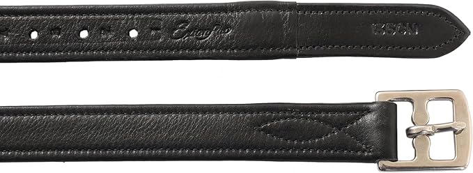 Exion FlexiStrong Stirrup Leathers for English Saddle | Ultra-Soft Cow Calfskin with Nylon Core | 1” Wide Stirrup Leathers for Daily Use | Sizes 48" to 62" | Black, Brown