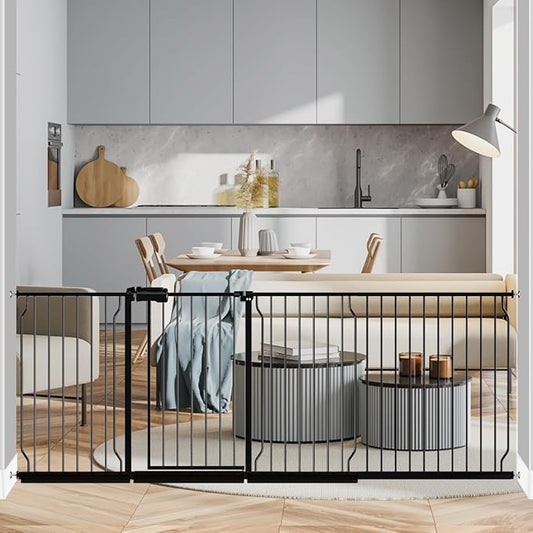 Fairy Baby Extra Wide Baby Gate 85.8-90.5 Inch Wide, Walk Through Pressure Mounted No Drill, Long and Large Tension Gate for Pet and Kids