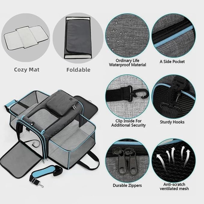 Cat, Dog Carrier for Pets Up to 20 Lbs,Sides Expandable Pet Carrier Bag Large Mesh Safe,Airline Approved Animal Carrier,Soft Sided Collapsible Pet Travel Carrier,Foldable Portable Pet Home(Blue)