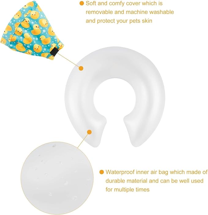 CuteBone Inflatable Dog Donut Collar with Removable Soft Fleece Covers for Small/Medium/Large Dogs and Cats After Surgery GWB04M