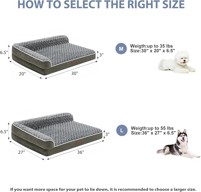BFPETHOME Orthopedic Dog Beds for Large Dogs-Waterproof Sofa Dog Bed with Removable Washable Cover, Big Pet Bed with Waterproof Lining and Nonskid Bottom,Pet Bed for Large Dogs