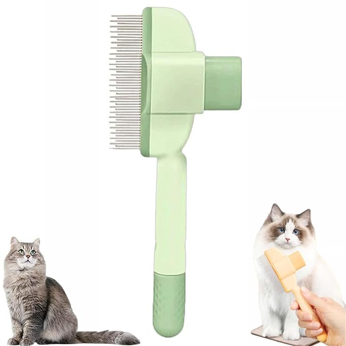 Avatore Zenbrush Cat Comb, Zen Brush for Cats, 2025 Upgraded Cat Brush with Release Button, Flea Comb for Cats, Click Self Cleaning Pet Hair Removal Combs