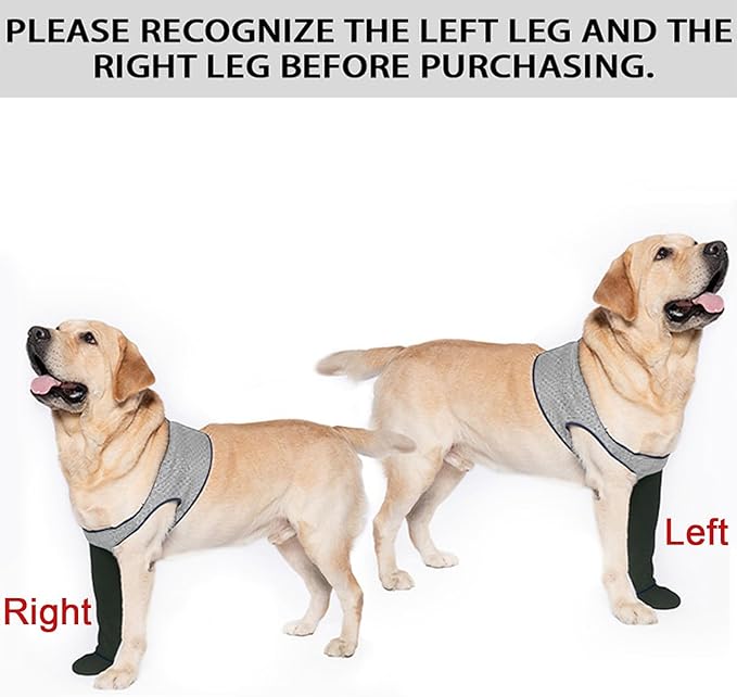 COODEO Dog Socks to Prevent Licking Paws, Healing Boots & Paw Protectors with Non-Slip Bottoms for Wound Protection, Waterproof Sleeve Shoes for Licking（Grey，L_Left