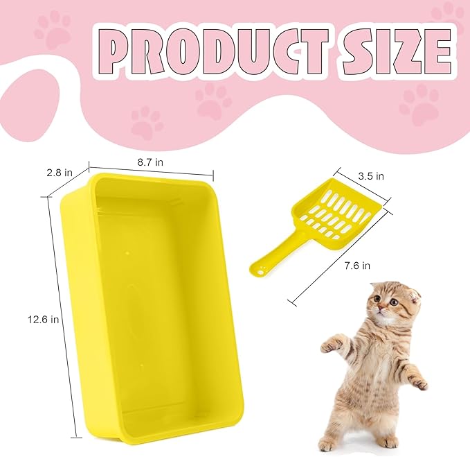 5pcs Kitten Litter Box,Open Small Cat Litter Box with 5 Scooper,Portable Small Litter Pan Low Entry Shallow Plastic Travel Toilet Litter Tray Cat Waste Tray for Small Pet Rabbit Guinea Pig Newborn Cat