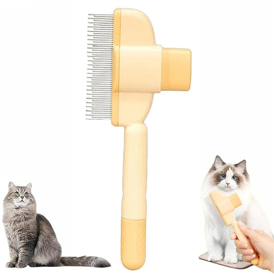Avatore Zenbrush Cat Comb, Zen Brush for Cats, 2025 Upgraded Cat Brush with Release Button, Flea Comb for Cats, Click Self Cleaning Pet Hair Removal Combs