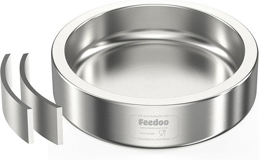 20oz Stainless Steel Cat Food & Water Bowl - Double Walled 304 Stainless Steel Non-Slip Cat Dish | BPA-Free & Dishwasher Safe for Indoor Cats