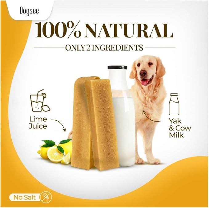 Dogsee Chew Dog Dental Chews | Long Lasting Dog Chews for Large Dogs | Yak Cheese Flavored Himalayan Dog Chew That Will Lower The Chances of Plaque and Tartar Growth | 1 Bar