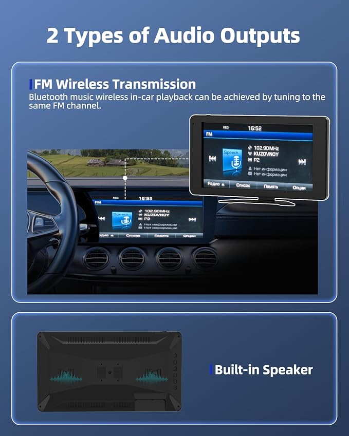 4 Channel 1080p HD Backup Camera System with 10.2" Touchscreen Monitor, DVR Recording/Playback, Bluetooth, FM Radio & Media Player for Trucks, Semis, RVs, Trailers, Vans, SUVs, Cars