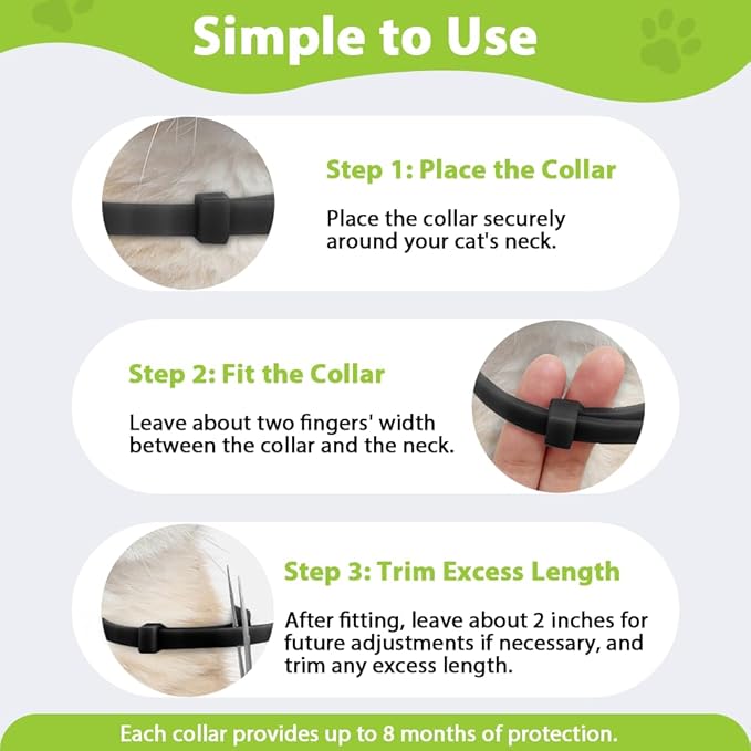 4 Pack Flea and Tick Collar for Cats, Natural Plant Oil Formula Cat Flea Collar Provides 32-Month Protection for Flea Tick Prevention, Waterproof & Adjustable Cat Flea Treatment for Most Cats