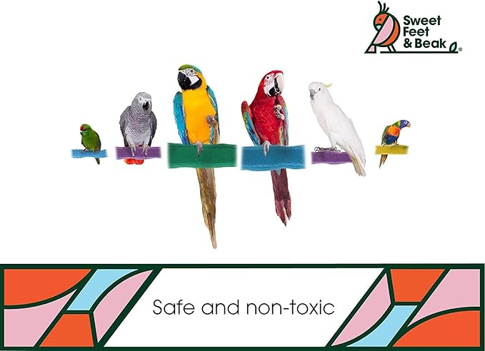 Comfort Grip Safety Perch for Bird Cages - Pedicure Perch for Birds to Keep Nails and Beaks in Top Condition - Safe Easy to Install Bird Cage Accessories - L 13"