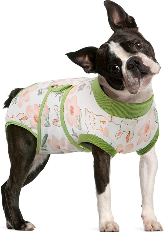 FUAMEY Dog Recovery Suit Male,Dogs Surgery Neuter Suits Puppy Spay Shirts for Female Protect Dog's Skin Anti Licking Abdominal Wounds Doggie Onesie Pet Bodysuit Alternative to Cone Rabbit Flower M