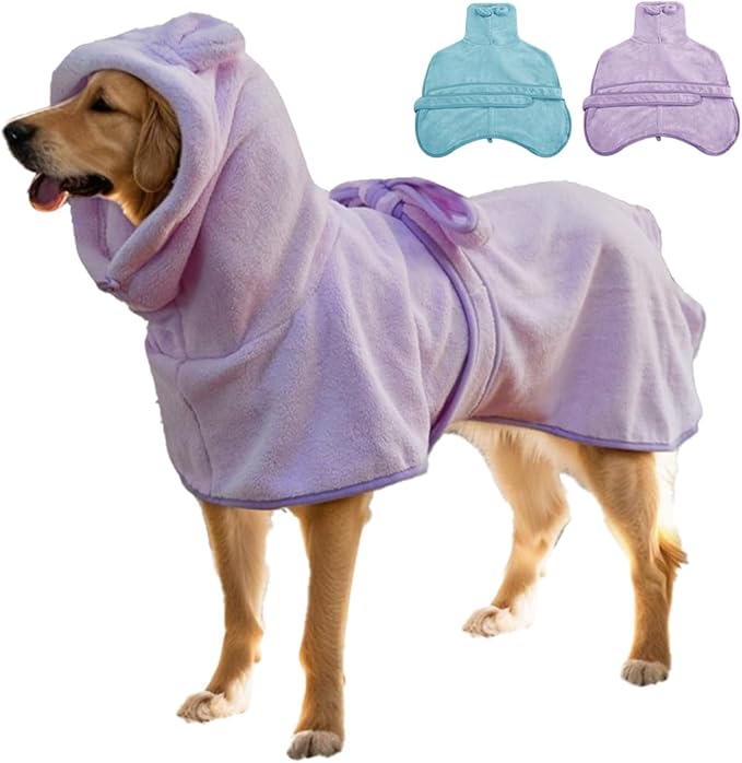 Giant Dog Bath Bubble, Quick Drying Super Absorbent Used for After Bathing, Warm Dog Towels, Adjustable Hoodies and Belts for Pet Dogs Bath Clothes Products(Purple, 6XL)