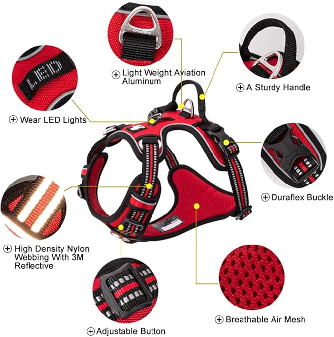TRUE LOVE Dog Harness No Pull Nylon Reflective Pet Harness Adjustable Comfortable Control Step-in Brilliant Colors Truelove TLH56512 XS Grass Green