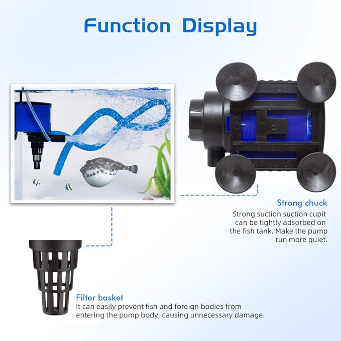 Water Pump 320 GPH Submersible Internal Aquarium Powerhead Water Pump Ultra Quiet for Aquarium,Fish Tank-2 Pack -5 Pack