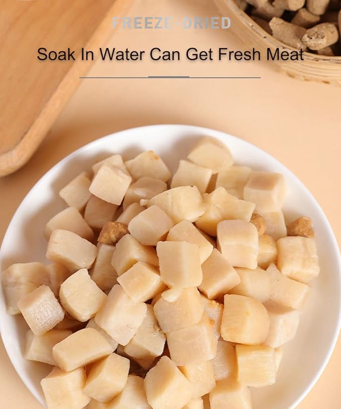 Freeze Dried Cat & Dog Treats – 8OZ Freeze Dried Chicken+Duck+Egg Yolk 3 in 1 Meat Snacks - High Protein, Bite-Sized, Training Treats Snacks (8 OZ)