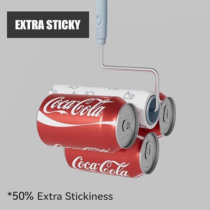 Extra Sticky Large Surface Lint Roller, 6.3'' Giant Lint Roller for Pet Hair, 360 Sheets/ 4 Refills, Long Handle Lint Remover for Clothes, Furniture (1 Roller + 360 Sheets)