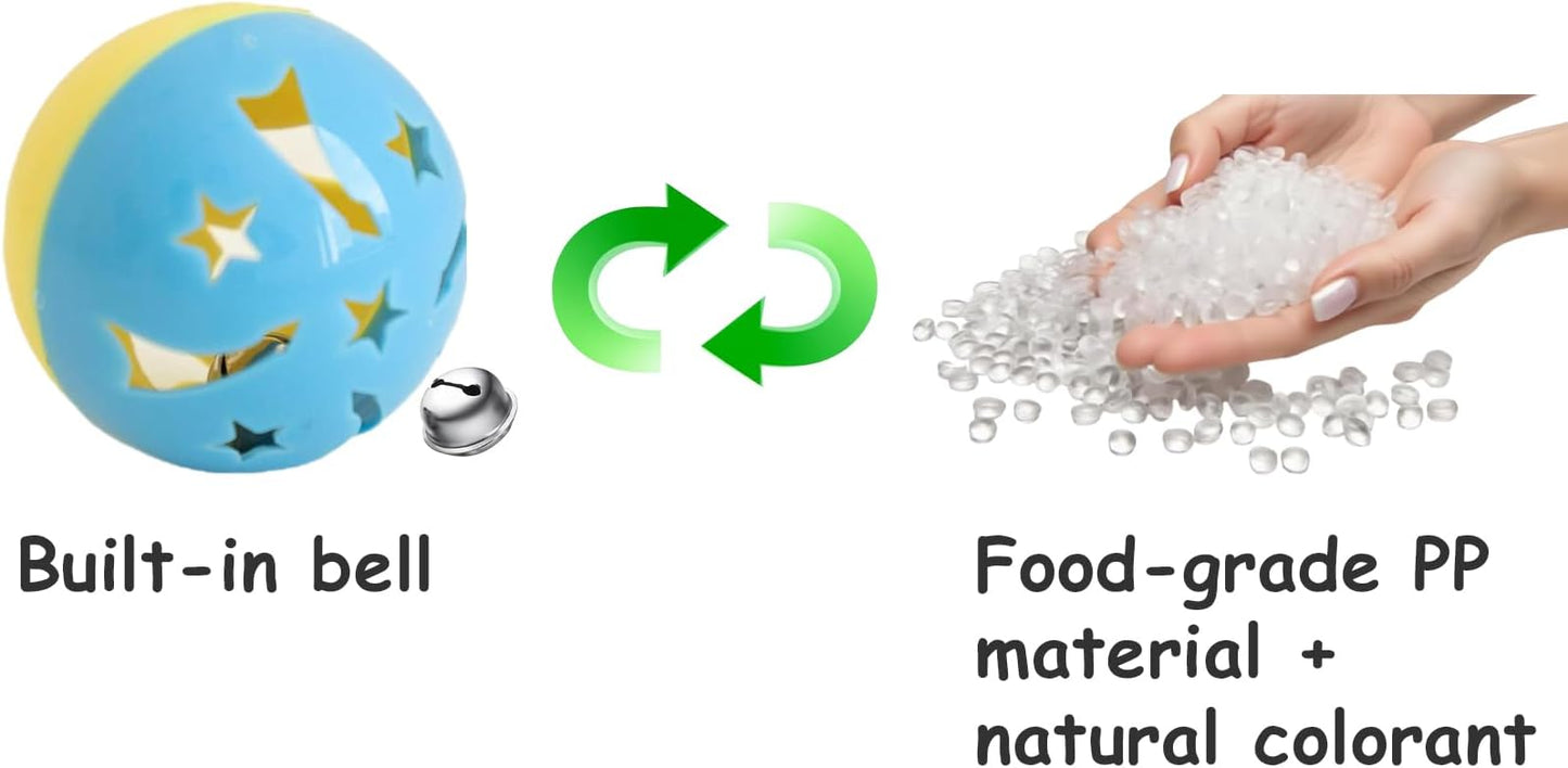 5-Piece Cat Toy Balls with Bells for Kittens and Indoor Cats, Over The Moon(1.5'', Basic Cat Toy Set)