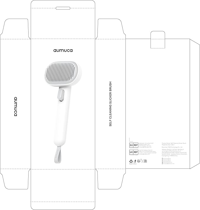 Aumuca Cat Brush for Shedding, Cat Brushes for Indoor Cats, Cat Brush for Long or Short Haired Cats, Cat Hair Brush Cat Grooming Deshedding Brush for Dog Kitten Horse Massage Removes Loose Fur, White