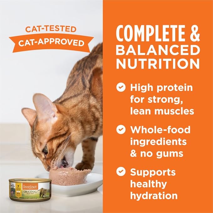 Instinct Original Pate Wet Cat Food, Grain Free Recipe - Variety Pack, 5.5 oz. Cans (Pack of 12)