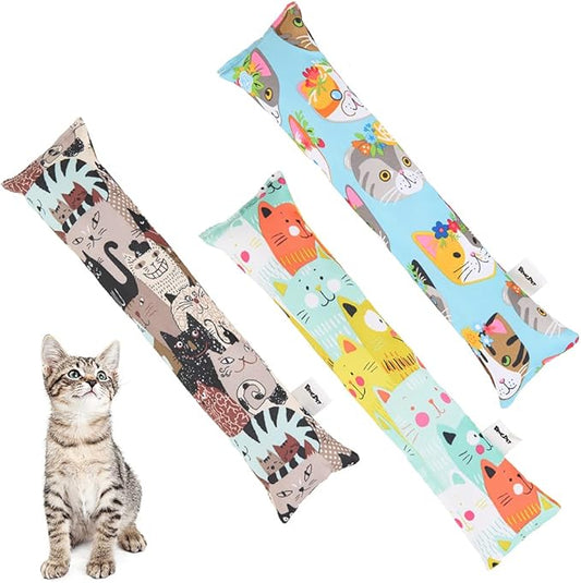 BINGPET 3 Pcs Catnip Toy Cat Kicker Toys, Durable and Bite Resistant Cat Chew Toy, Filled with Natural Catnip, Indoor Kitty Kick Pillow Toy with Cute Printing