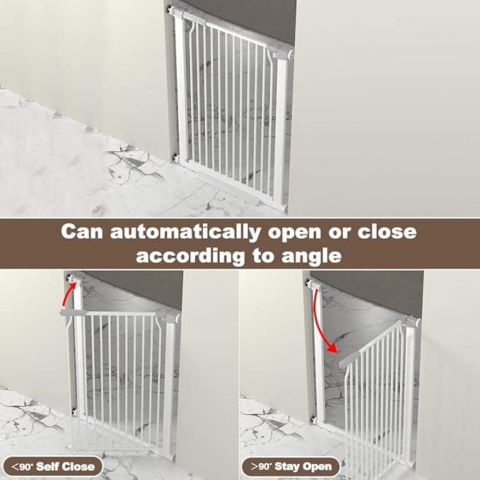 41" Extra Tall Baby Gate for Doorway, 32.6-40.5'' Metal Pet Baby Safe Gate, Extra Wide Pressure Mounted Child Door with Expansion Kit, No Drilling Cat Fence Indoor, No Climb Cat Proof Gate, White