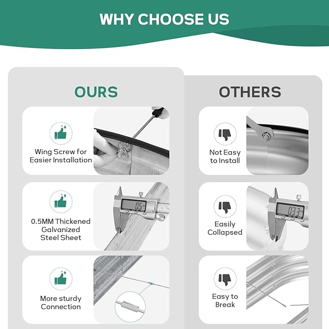 Galvanized Raised Garden Bed - 8×2×1ft Planter Raised Beds for Gardening | Oval Metal Garden Planter Box with Safety Edging and Bracing Rods for Vegetables Fruits and Flowers - Silver