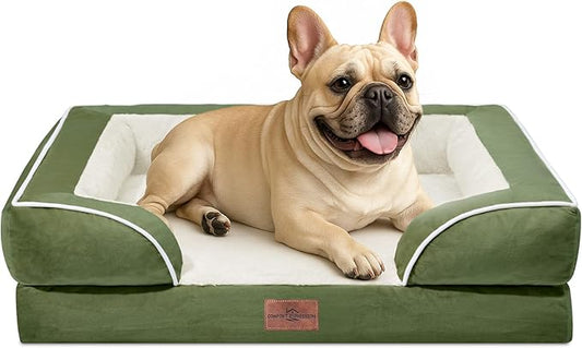 Comfort Expression Small Dog Beds Waterproof Orthopedic Foam Dog Sofa Beds for Medium Dogs Comfy Pet Bed with Washable Removable Cover & Non-Slip Bottom(Small,Light Green)