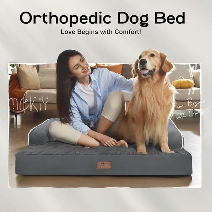 Dog Bed Medium Size Dog-Orthopedic Waterproof Bed for Dogs,Foam Couch Sofa with Washable Removable Cover & Non-Slip Bottom-Dark Grey
