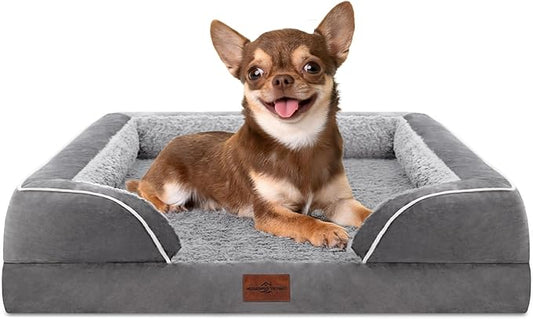 Comfort Expression Small Dog Beds Waterproof Orthopedic Foam Dog Sofa Beds for Small Dogs Comfy Pet Bed with Washable Removable Cover & Non-Slip Bottom(X-Small,Grey)