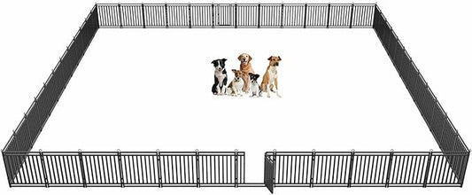 Dog Fence Outdoor Indoor, 32" Inch Height 48 Panels Dog Playpen for Large/Medium/Small Dogs Metal Dog Pen for Yard Camping and RV | Black-Silver