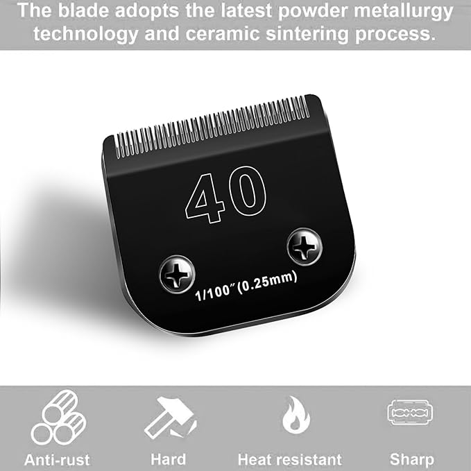 2PACK 40 Blades Dog Grooming Blades Compatible with Ainds/Oster A5/Wahl KM-10 Series Dog Clippers,Detachable Clipper Replacement Blade，Black