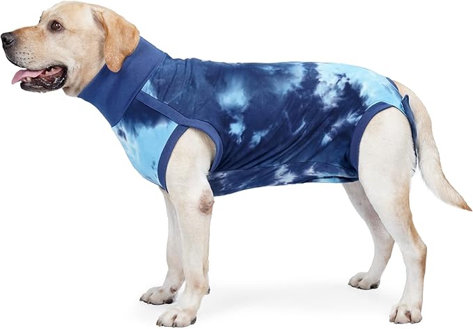 Dog Onesie Suit for Medium Large Dogs Recovery Suit for Tie Dye Pajamasfor Abdominal Wounds, Shedding, Prevent Licking L Blue2