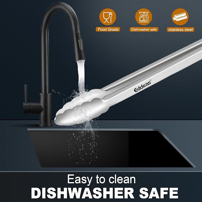 2 Pcs 7 Inch Small Tongs, Heavy Duty Stainless Steel Kitchen Tongs, For Cooking, Food, Buffet, Salad, Fruits, Bread, Dishwasher Safe