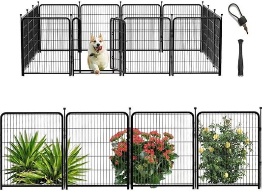 Dog Playpen 36 Inch 14 Panels, Dog Play Pen Indoors, Garden Fence for Yard, Total 31 Ft(l) Black Dog Pen Wide Door Low Threshold, Be Suitable for Camping Garden Yard
