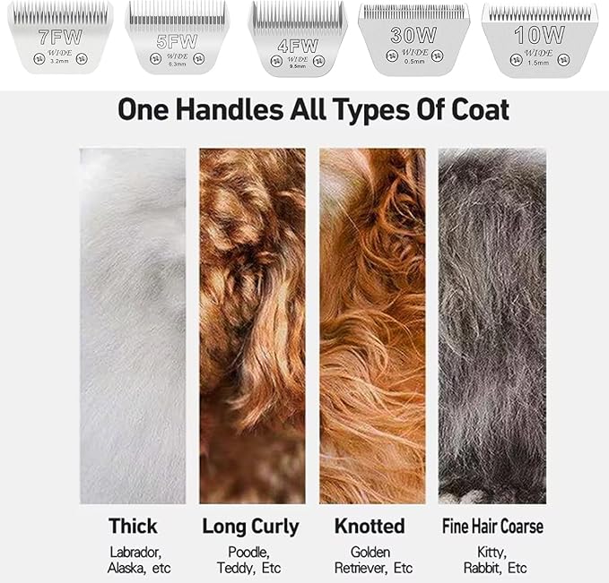 2pcs 4FW Wide Blades for Dog Grooming Blades Compatible with Andis,Oster A5,Wahl km10 Dog Clippers,Size-#4FW, 3/8-Inch Cut Length (9.5mm)(2pcs #4FW)