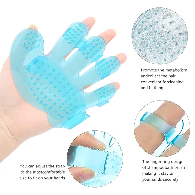 7-Piece Small Pet Grooming Kit with Brush, Nail Clippers, and Adjustable Strap for Rabbits, Hamsters, Guinea Pigs (Blue)