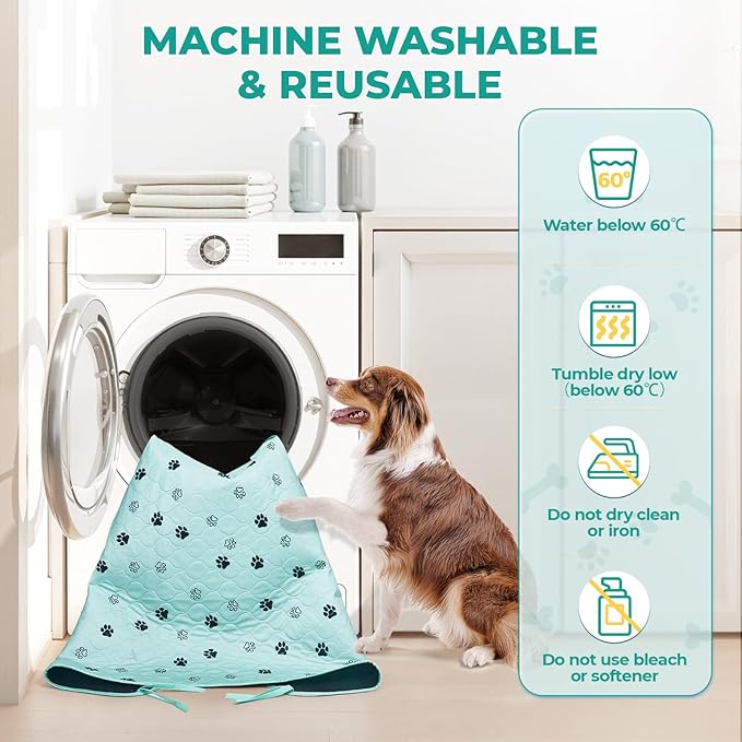 Fostanfly Washable Pee Pads for Dogs, 2 Pack Large 36"x48" Ultra-Absorbent and Leak-Proof Non-Slip Reusable Potty Training Pads for Dogs, Cats, Puppy, Potty of Add 8 Lanyards, Green