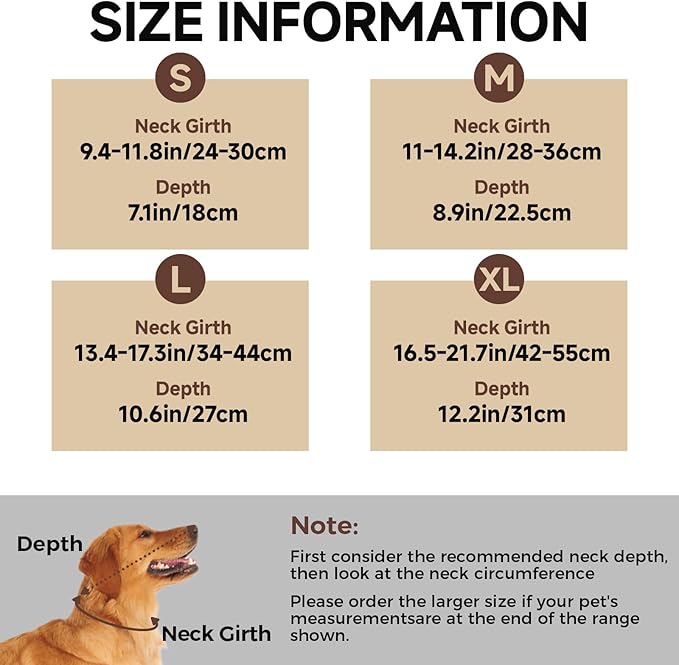 Dog Cone Collar XL, Soft Cones for Large Medium Small Dogs,Adjustable Dog Cone Alternative to Stop Licking, Comfy Elizabethan Collar for After Surgery Wound Healing & Hot Spots Brown